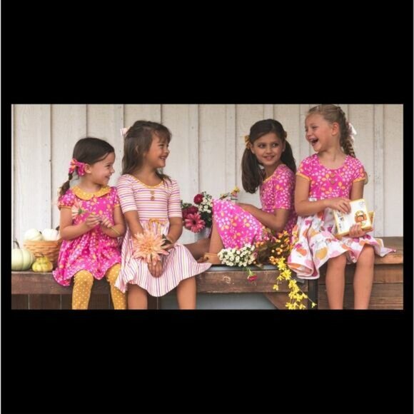 Eleanor Rose Britney Dress Girls Size 3 - 4 Pumpkin Acorn Short Sleeve - Picture 2 of 11